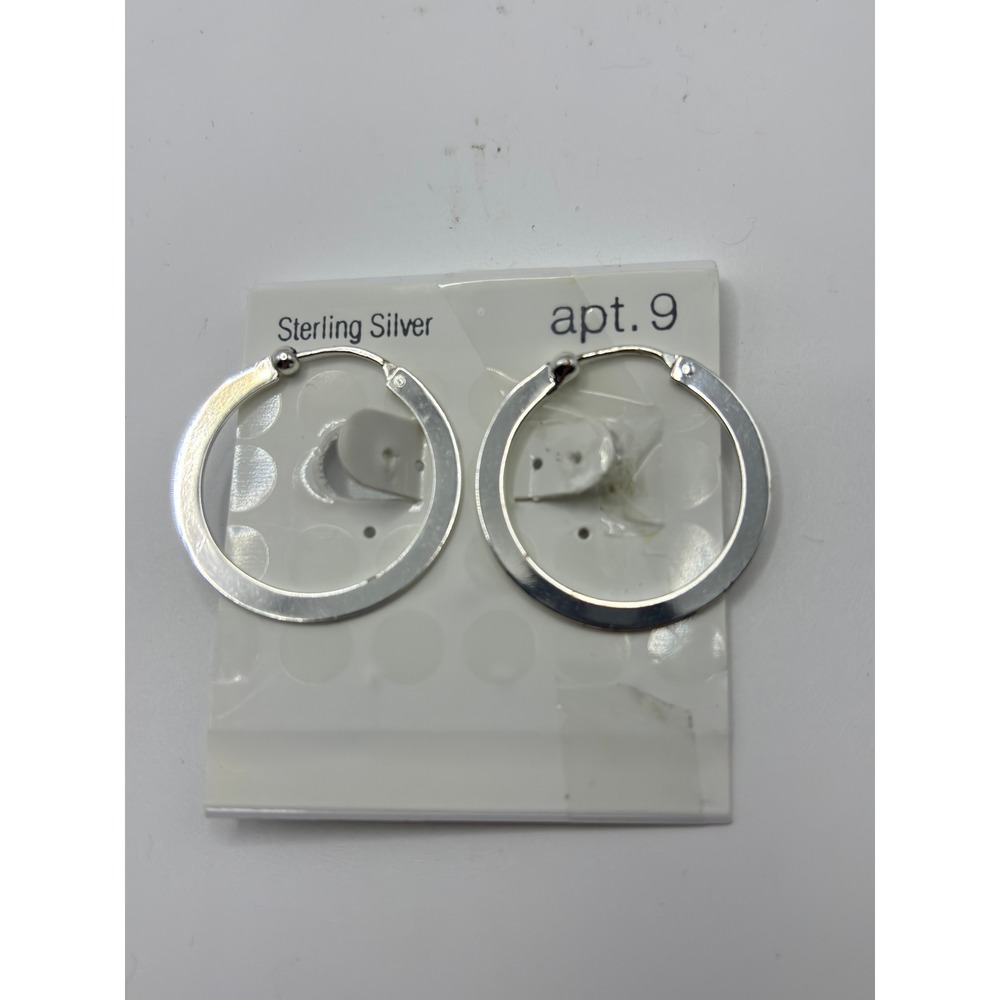 Apt. 9 Hoop Earrings Womens OS Silver Sterling Silver Flat Edge Minimalist